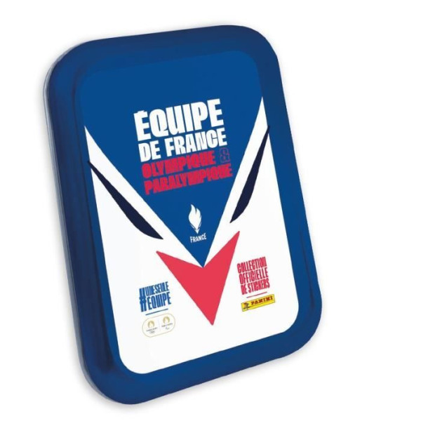 Boîte métal avec 10 pochettes  2 cartes édition limitée - PANINI - JO 2024 Equipe de France