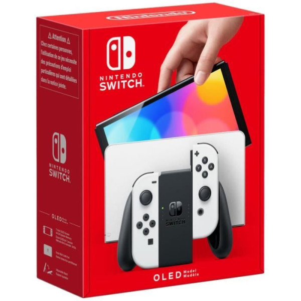 Console Nintendo Switch (modele OLED) : Nouvelle version, Couleurs Intenses, Ecran 7 pouces - avec un Joy-Con Blanc
