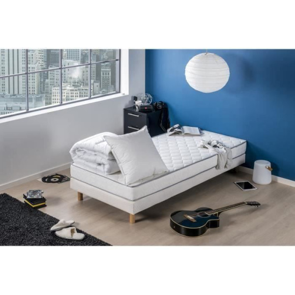DEKO DREAM Pack Star Matelas 90x190  Couette 140x200  Oreiller 60x60 - Mousse - 16 cm - Ferme