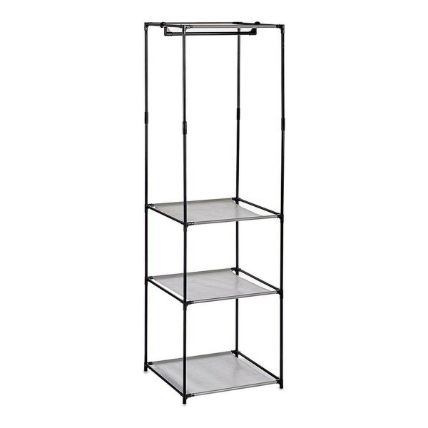 Armoire Noir Gris Tissu Fer polypropylène (43,5 x 160 x 50 cm)