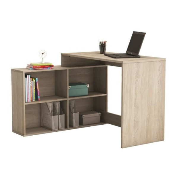 NAGANO Bureau d'angle contemporain décor chene Shannon - L 112 cm