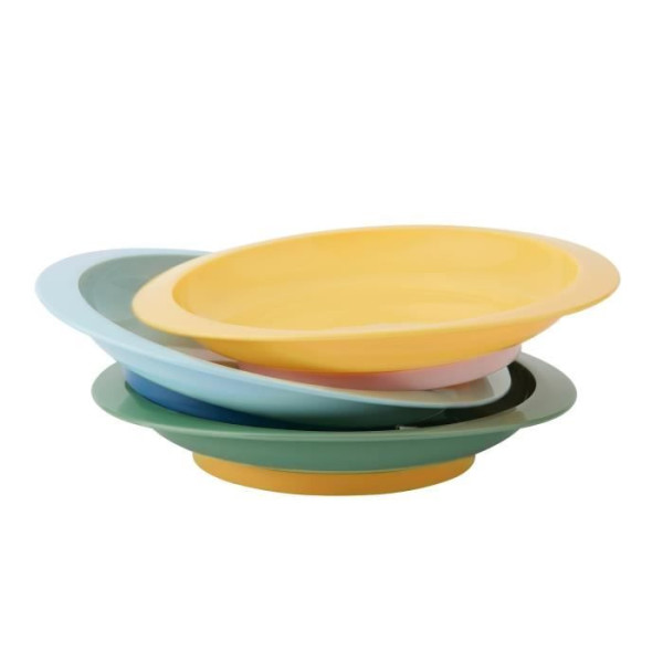 BADABULLE Lot de 3 assiettes bébé antidérapantes et incassables, compatibles micro-ondes, 12m