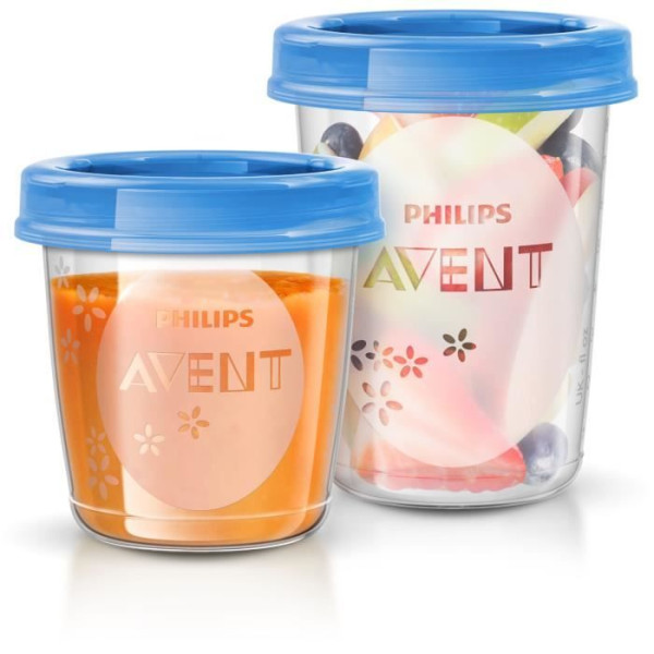 Set de pots de conservation - PHILIPS AVENT - Purées - 10x180ml  10x240ml  20 couvercles  Cuillere de sevrage  Recettes
