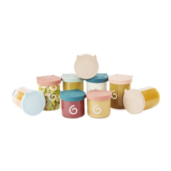 Babymoov ISY BOWLS 9 Pots de conservation en Verre Borosilicate Gradués - 6x250ml  3x120ml