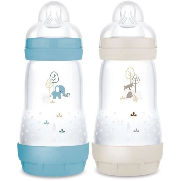 Lot de 2 Biberons - MAM - Easy Start / Anti-Colique - 260 ml - Tétine Débit 2 - Océan  Sable