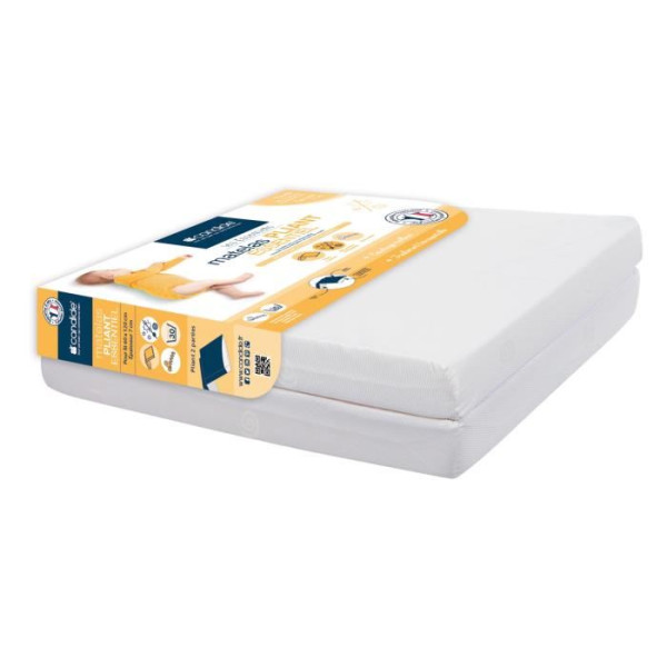 CANDIDE Matelas Pliant 2 Parties Ecru - 60x120  cm