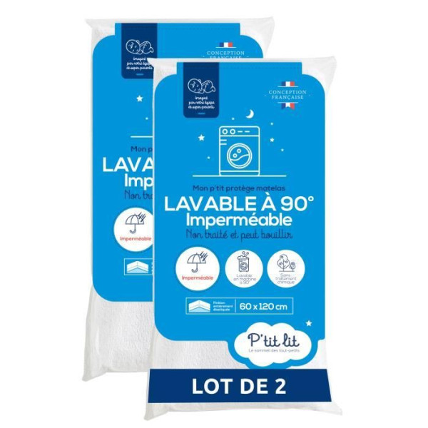Lot de 2 Proteges matelas Bébé - 70x140 cm - Alese Imperméable et Micro Respirante - Lavable a 90C - Souple et Silencieux
