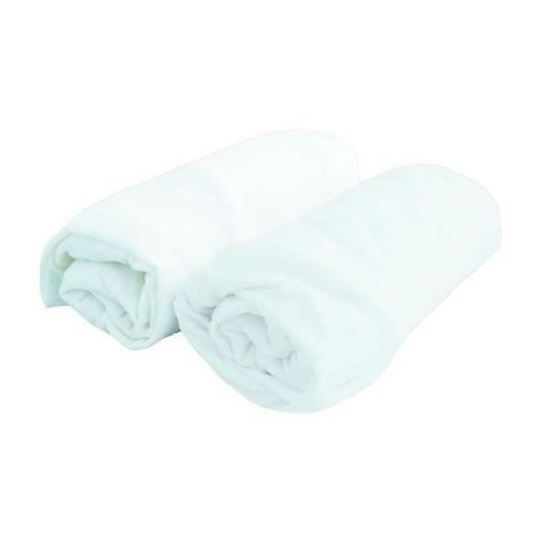 Drap housse bébé DOMIVA - Jersey - Blanc - 60 x 120 cm - Lot de 2