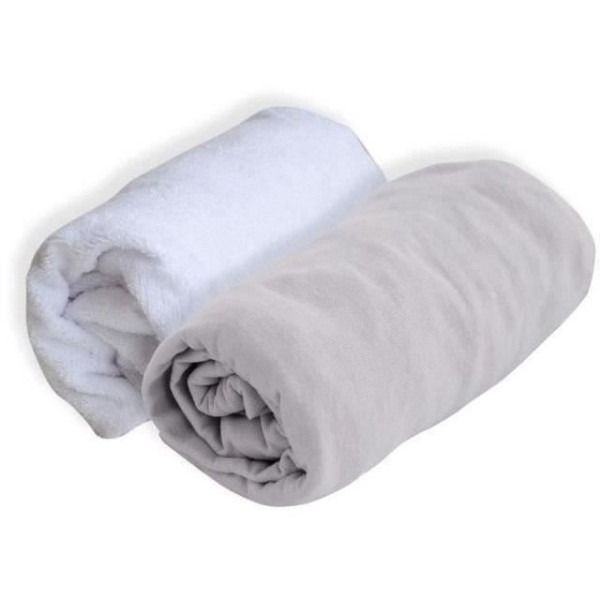 DOMIVA Drap housse  Alese Uni - 100% Coton - Traité Sanitized - Perle - 60 x 120 cm