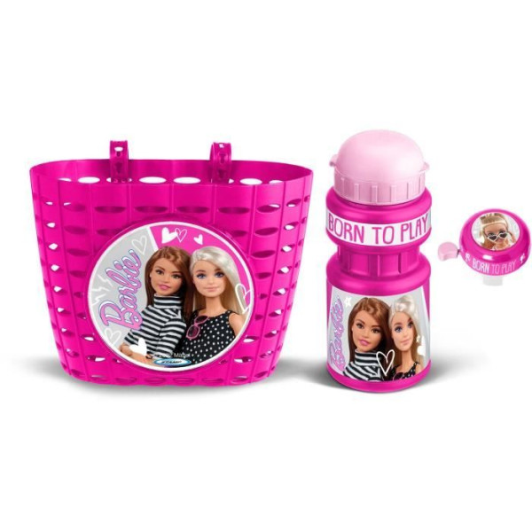 Set ludique comprenant une Corbeille  un bidon  une sonnette - MATTEL - BARBIE