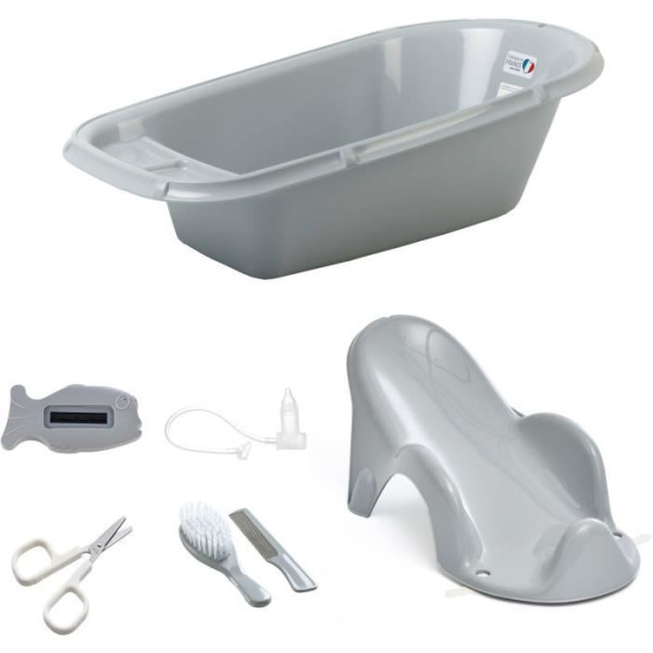 Baignoire Bébé  Transat de bain  Thermometre  Brosse et peigne  Ciseaux  Mouche bébé