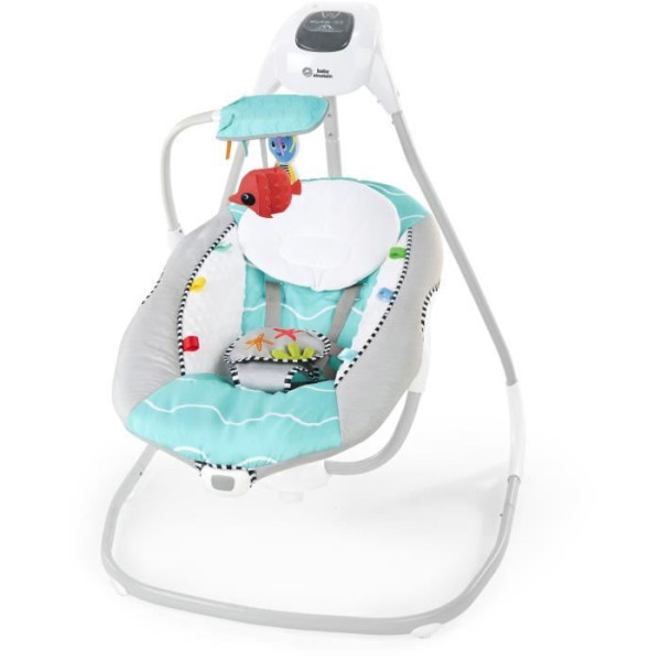 BABY EINSTEIN Balancelle Ocean Explorers, légere et compacte, siege pivotant a 180, jouets inclus, modele Curious Comfort