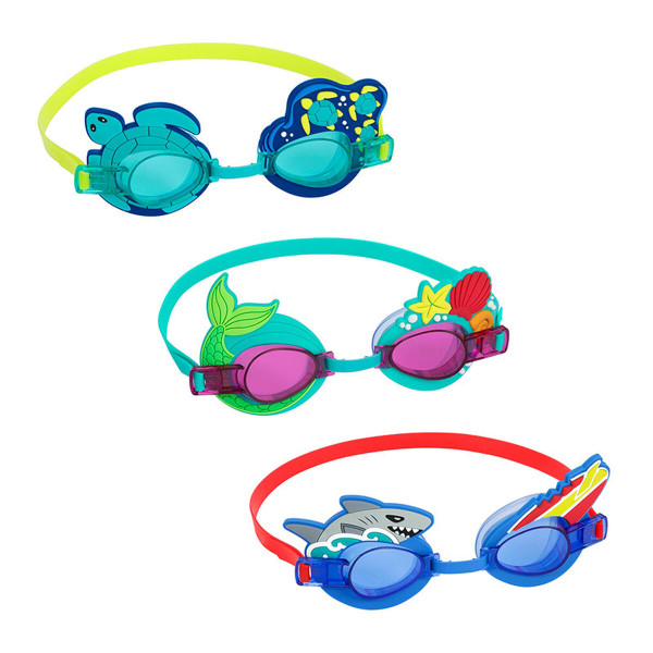 Bestway Lunettes de Natation Enfant Sangle en Silicone Ensemble 3 Pcs 3 Ans Plage et Piscine 21074