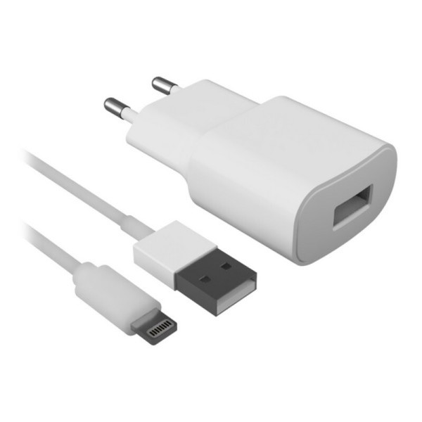 Chargeur Mural  Câble Lightning MFI Contact 2.1A Blanc