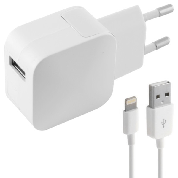 Chargeur Mural  Câble Lightning MFI KSIX 2.4A USB iPhone Blanc