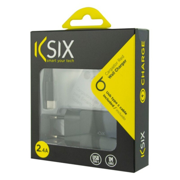 Chargeur mural  Câble USB A vers USB C KSIX USB Noir