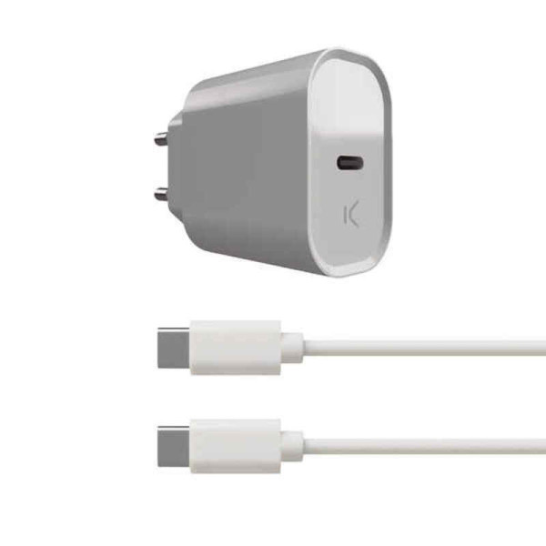 Chargeur Mural  Câble USB C KSIX Blanc 20W