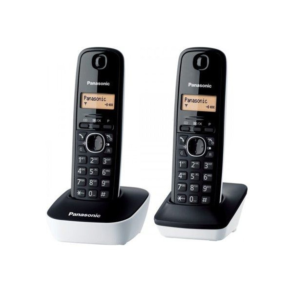 Panasonic KX-TG1612FRW Duo Téléphone Sans Fil Sans Répondeur Noir Blanc