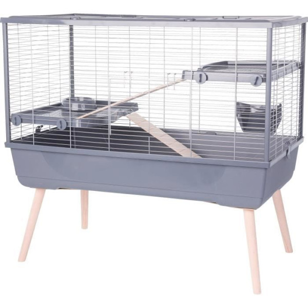Cage rongeur surélevée - Zolux - Néolife - 2 étages pour lapin - 99 x 54 x 92 cm - Gris