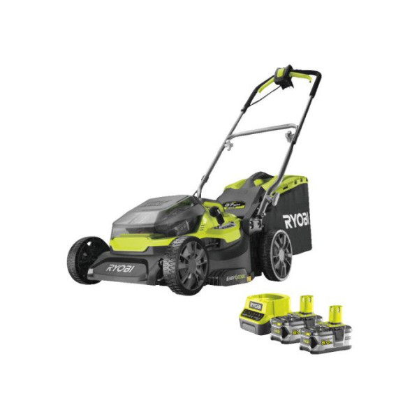 Tondeuse hybride RYOBI 18V One coupe 37cm - 2 batteries 5.0 Ah - 1 chargeur rapide RY18LMH37A-250