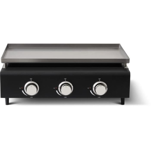 Plancha a gaz - COOKING BOX - CUENCA - 3 feux avec housse - 65 X 50 X 23 cm - Noir
