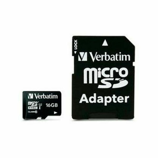 Carte Mémoire Micro SD avec Adaptateur Verbatim Noir 16 GB