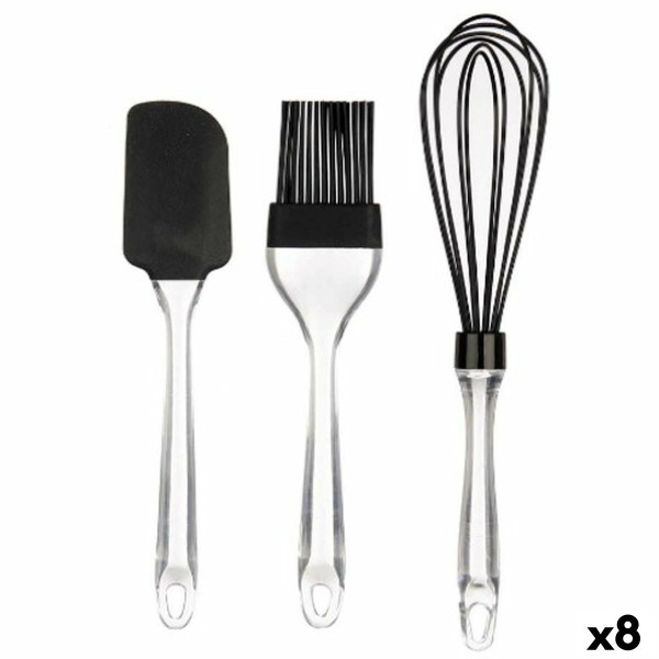 Ensemble d'ustensiles de cuisine Pâtisserie Noir Transparent Silicone Plastique (8 Unités)