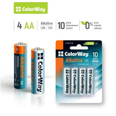 Batteries ColorWay Alkaline Power alkaline AA (4pcs) blister Batteries ColorWay Alkaline Power alkaline AA (4pcs) blister