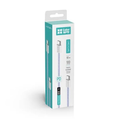 Cable Colorway Type-C – Type-C (braided cotton) (PD Fast Charging 60W) 3.0A 1m purple Cable Colorway Type-C – Type-C (braided cotton) (PD Fast Charging 60W) 3.0A 1m purple