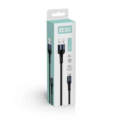 Cable Colorway Type-C – Type-C (braided cotton) (PD Fast Charging 60W) 3.0A 1m black Cable Colorway Type-C – Type-C (braided cotton) (PD Fast Charging 60W) 3.0A 1m black