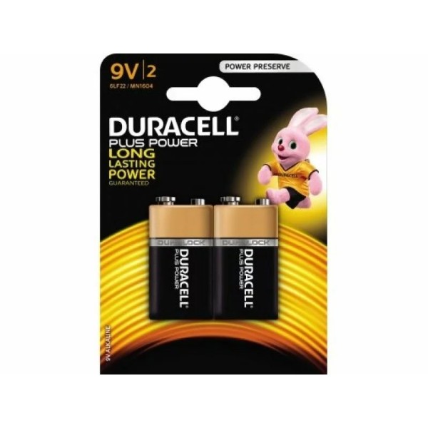 Pile alcaline Duracell, 6LR61, 9V Plus Power Blister (paquet de 2)