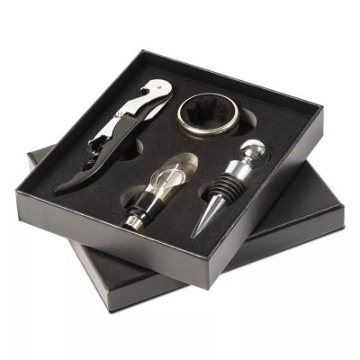Set à vin design 4 pièces dans coffret Noir Set à vin design 4 pièces dans coffret Noir