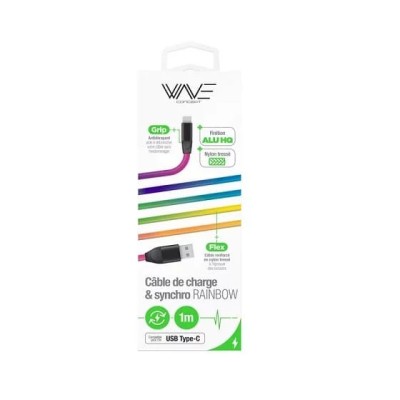 Câble DATA USB type nylon tressé 1 mètre rainbow Câble DATA USB type nylon tressé 1 mètre rainbow