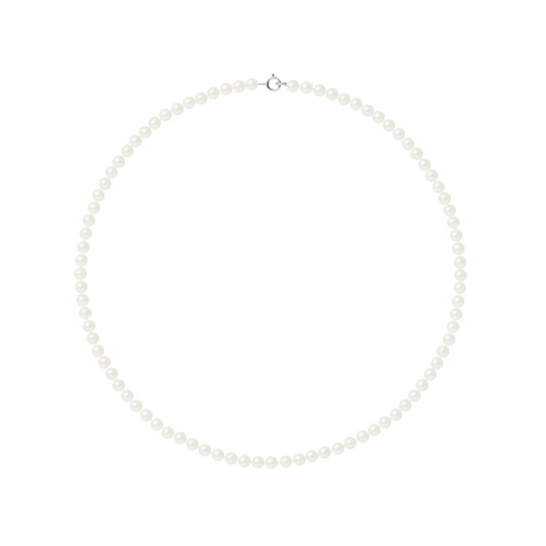 PERLINEA- Collier Perles de Culture Ronde 4-5 mm Blanc Naturel- Bijou Femme