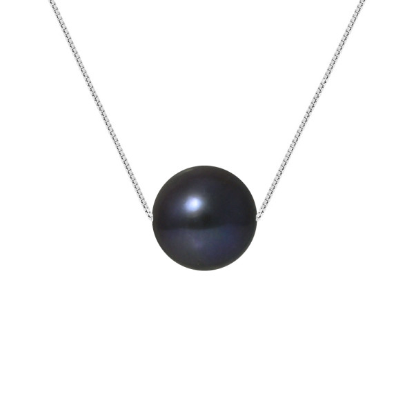 PERLINEA- Collier Perles de Culture- Diamètre 9-10 mm Black Tahiti- Bijou Femme
