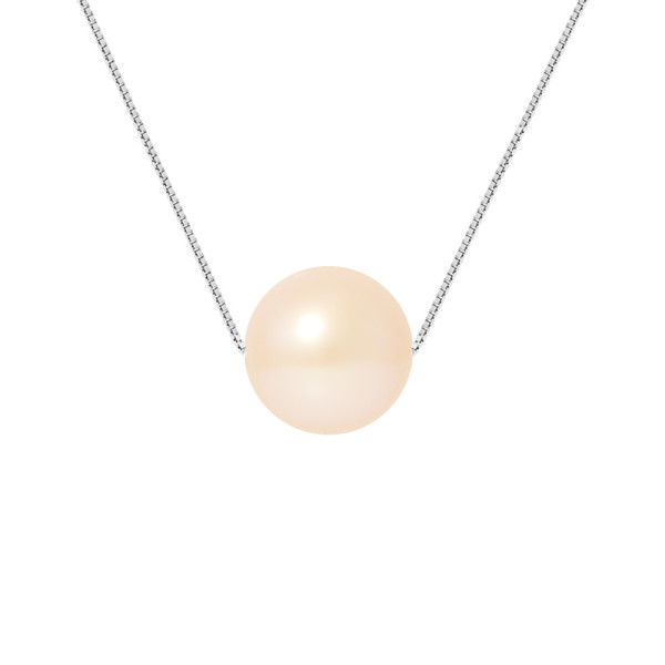 PERLINEA- Collier Perles de Culture- Diamètre 9-10 mm Rose- Bijou Femme
