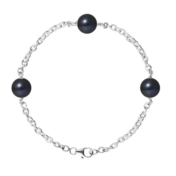 PERLINEA- Bracelet Perles de Culture- Diamètre 9-10 mm Black Tahiti- Bijou Femme 