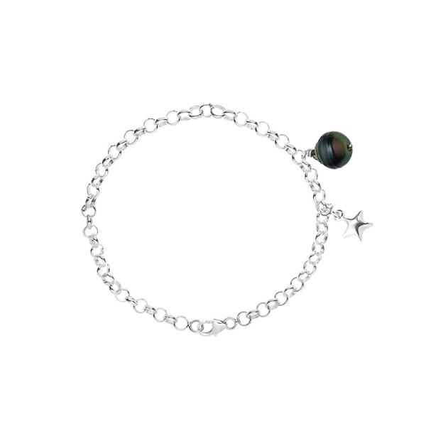 PERLINEA- Bracelet- Perles de Culture de Tahiti- Diamètre 9-10 mm- Bijou Femme